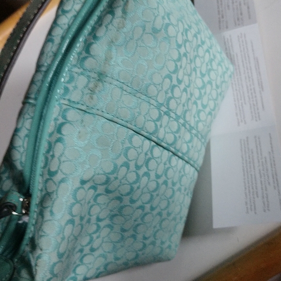 NWT@$128 PRICE REDUCED HB COACH SIGNATURE Aqua MiniBag w LEATHERstrap - Picture 4 of 11
